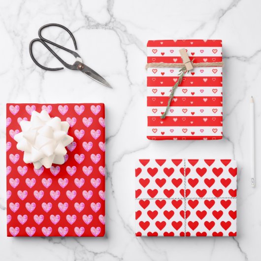 Harten op Rood & Wit Inpakpapier Vel (Voorkant)