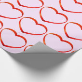 Harten op roze inpakpapier (Hoek)