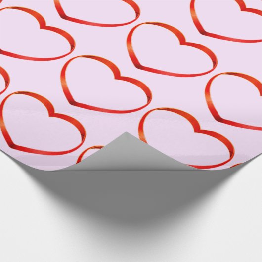 Harten op roze inpakpapier (Hoek)