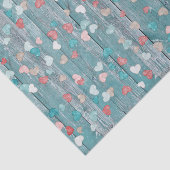 harten op rustiek blauw hout tissuepapier (Detail)