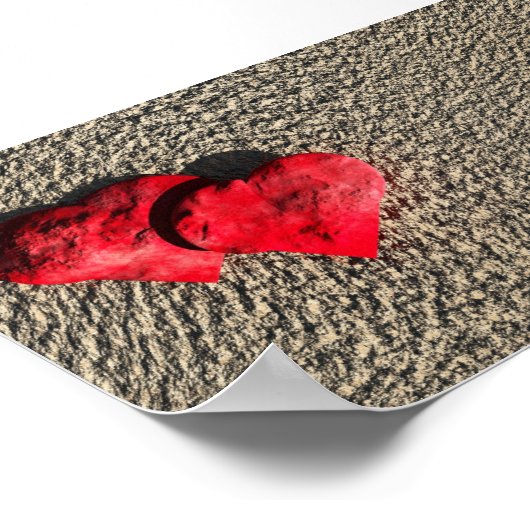 harten op zand poster (Hoek)