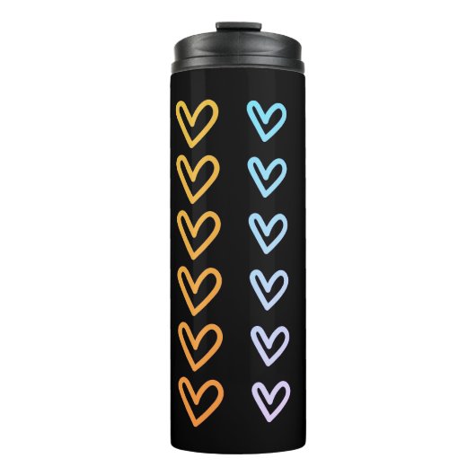 Harten op zwart 18 oz Tumbler Thermosbeker (Voorkant)