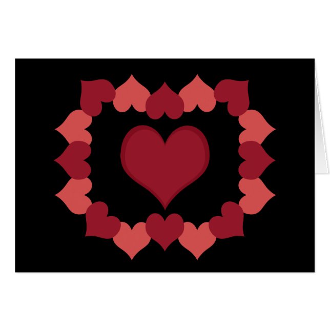 Harten op Zwarte Kaart (Voorkant Horizontaal)