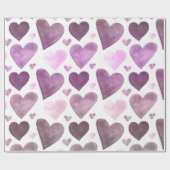 Harten - Paarse Waterverf Harten Cadeaupapier (Vlak)