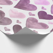 Harten - Paarse Waterverf Harten Cadeaupapier (Hoek)