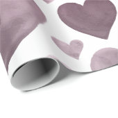 Harten - Paarse Waterverf Harten Cadeaupapier (Rol Hoek)