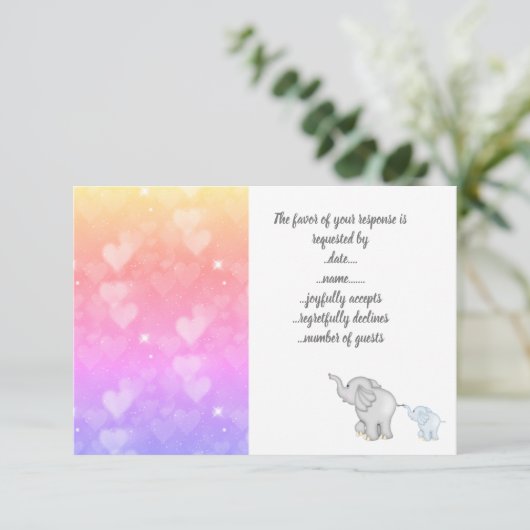 Harten pastel rsvp-reactiekaart RSVP kaartje (Staand voorkant)