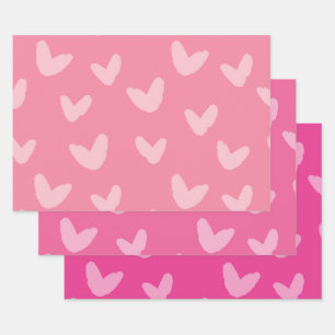 Harten Patroon Roze Kleuren Zoete Liefde Artisan Inpakpapier Vel