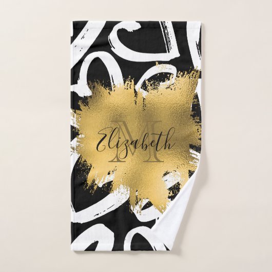 Harten Pattern en Golden Folie Bad Handdoek (Handdoek)