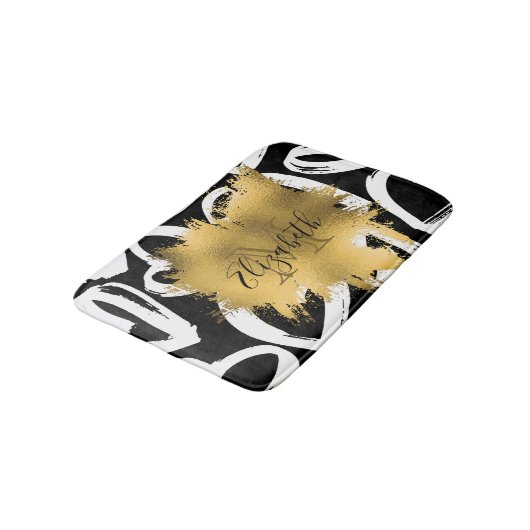 Harten Pattern en Golden Folie Badmat (Gekanteld)