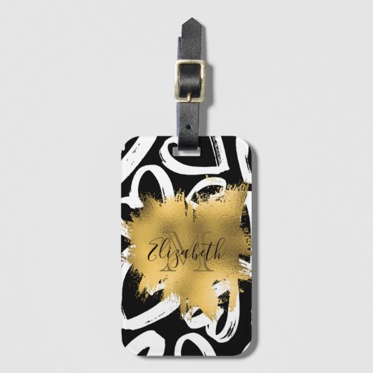 Harten Pattern en Golden Folie Bagagelabel (Voorkant (verticaal))