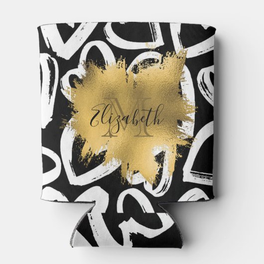 Harten Pattern en Golden Folie Blikjeskoeler (Achterkant)