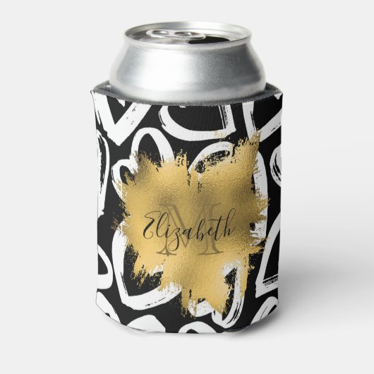 Harten Pattern en Golden Folie Blikjeskoeler (Blikje Achterkant)