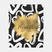 Harten Pattern en Golden Folie Fleece Deken (Voorkant)