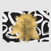 Harten Pattern en Golden Folie Golfhanddoek (Horizontaal)
