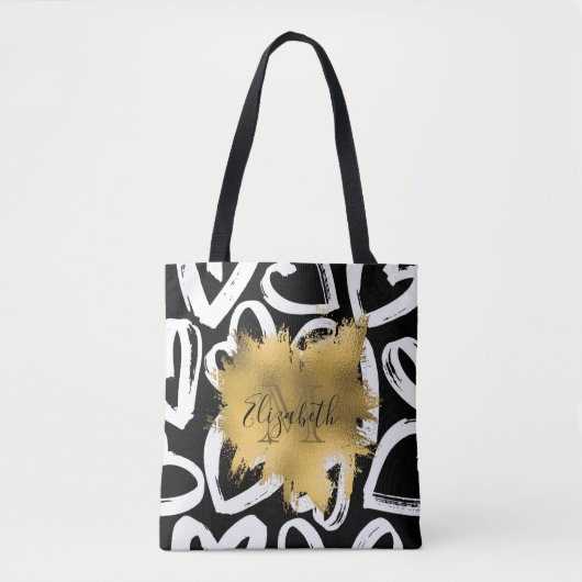 Harten Pattern en Golden Folie Tote Bag (Voorkant)