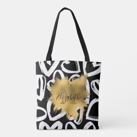 Harten Pattern en Golden Folie Tote Bag (Achterkant)