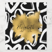 Harten Pattern en Golden Folie Wijn Etiket (Enkel label)