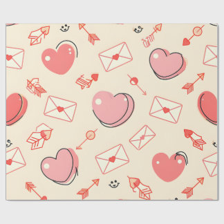 Harten Pijlen Letters Valentijns Verpakkings Papie Cadeaupapier