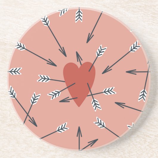 Harten pijlen met de hand gemaakt. zandsteen onderzetter (Voorkant)