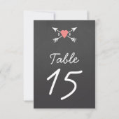 Harten + Pijlen Tafel Nummers Kaart (Achterkant)