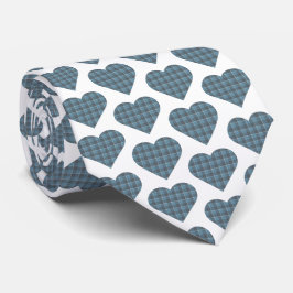 Harten Plaid Blauw Grijs Necktie Stropdas