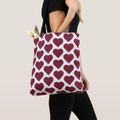 Harten Plaid Donkerrood Bourgondi Tote Bag (Dichtbij)