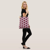 Harten Plaid Donkerrood Bourgondi Tote Bag (Op model)