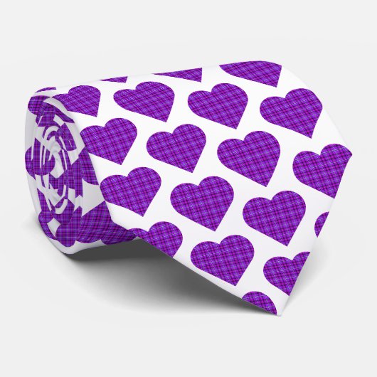 Harten Plaid Paars Roze Zwart Halsdoek Stropdas (Opgerold)
