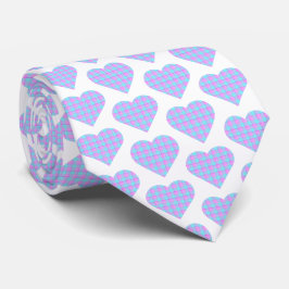 Harten Plaid Roze Blauwe Pastel Nekdas Stropdas