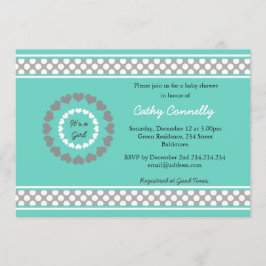 Harten Polka Dots Blue Baby shower voor meisjeskaa Kaart