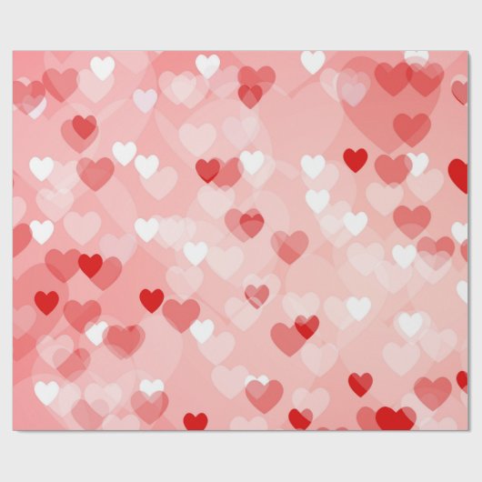 Harten - Red Bokeh Hearts Cadeaupapier (Vlak)
