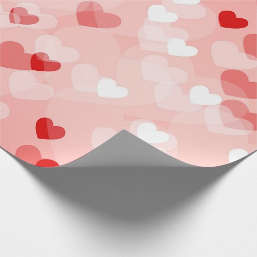 Harten - Red Bokeh Hearts Cadeaupapier (Hoek)