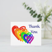 Harten regenboog bedankkaart (Staand voorkant)