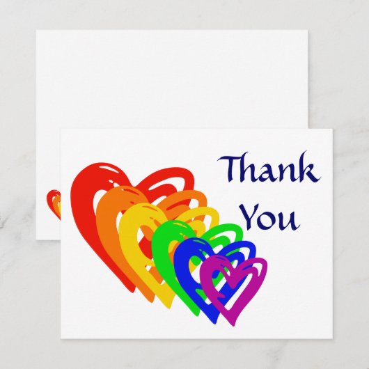Harten regenboog bedankkaart (Voorkant / Achterkant)