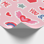 Harten, Regenboog en Liefdesinscripties Inpakpapie Cadeaupapier (Hoek)