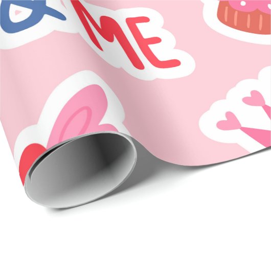 Harten, Regenboog en Liefdesinscripties Inpakpapie Cadeaupapier (Rol Hoek)