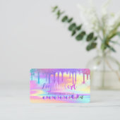 Harten Regenboog Glitter Druppels Holografisch  Klantenkaartje (Staand voorkant)