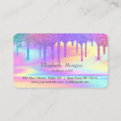 Harten Regenboog Glitter Druppels Holografisch  Klantenkaartje (Achterkant)