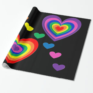 Harten regenboog inpakpapier