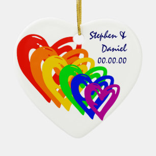 Harten regenboog keramisch ornament