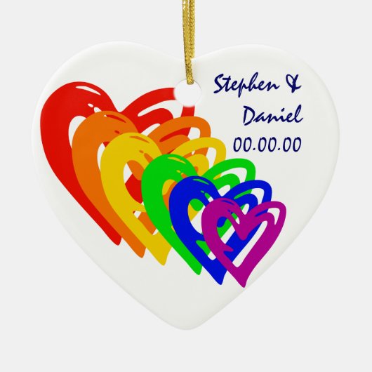 Harten regenboog keramisch ornament (Voorkant)
