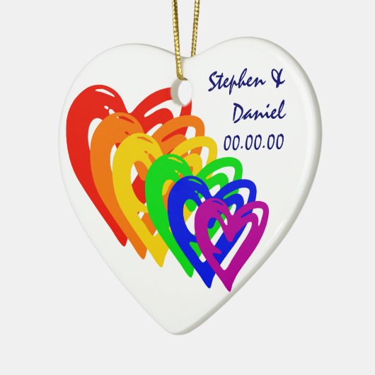 Harten regenboog keramisch ornament (Links)
