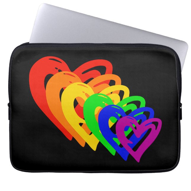 Harten regenboog laptop sleeve (Voorkant)