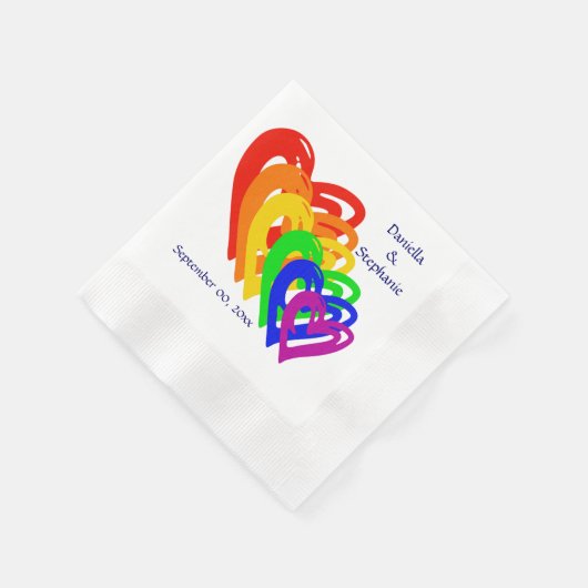 Harten regenboog servetten (Hoek)