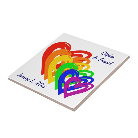 Harten regenboog tegeltje (Zijkant)