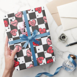 Harten Retro Valentijns Wrap Papier