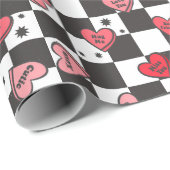 Harten Retro Valentijns Wrap Papier (Rol Hoek)