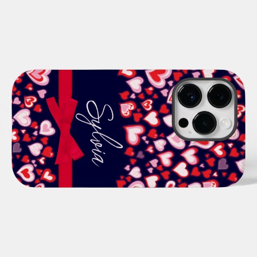 Harten rode roze, bruine en jachtnaam Case-Mate iPhone case (Achterkant (horizontaal))