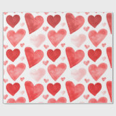 Harten - Rode Waterverf Harten Cadeaupapier (Vlak)